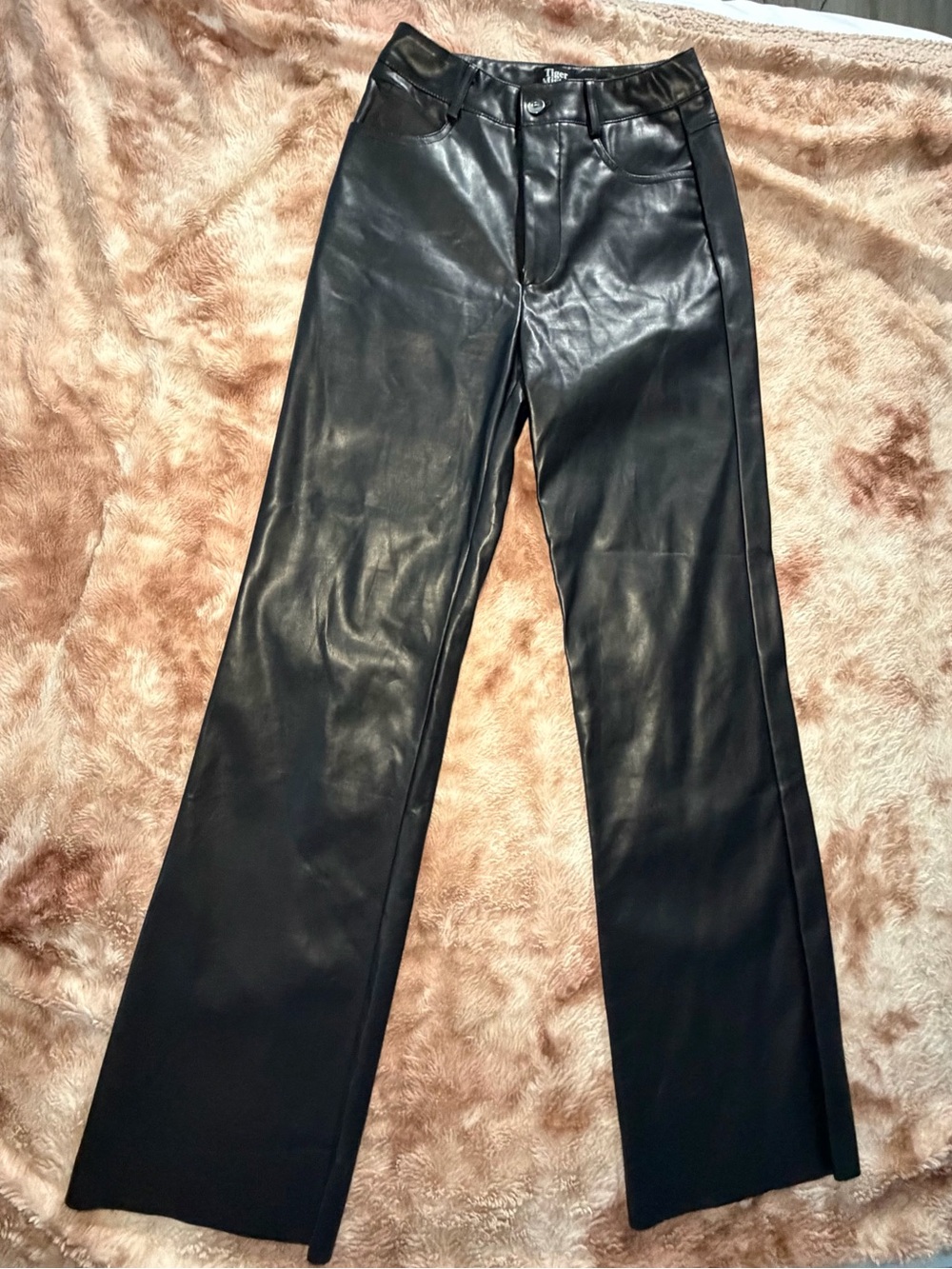 Tiger Mist Black Faux Leather Straight Leg Pants